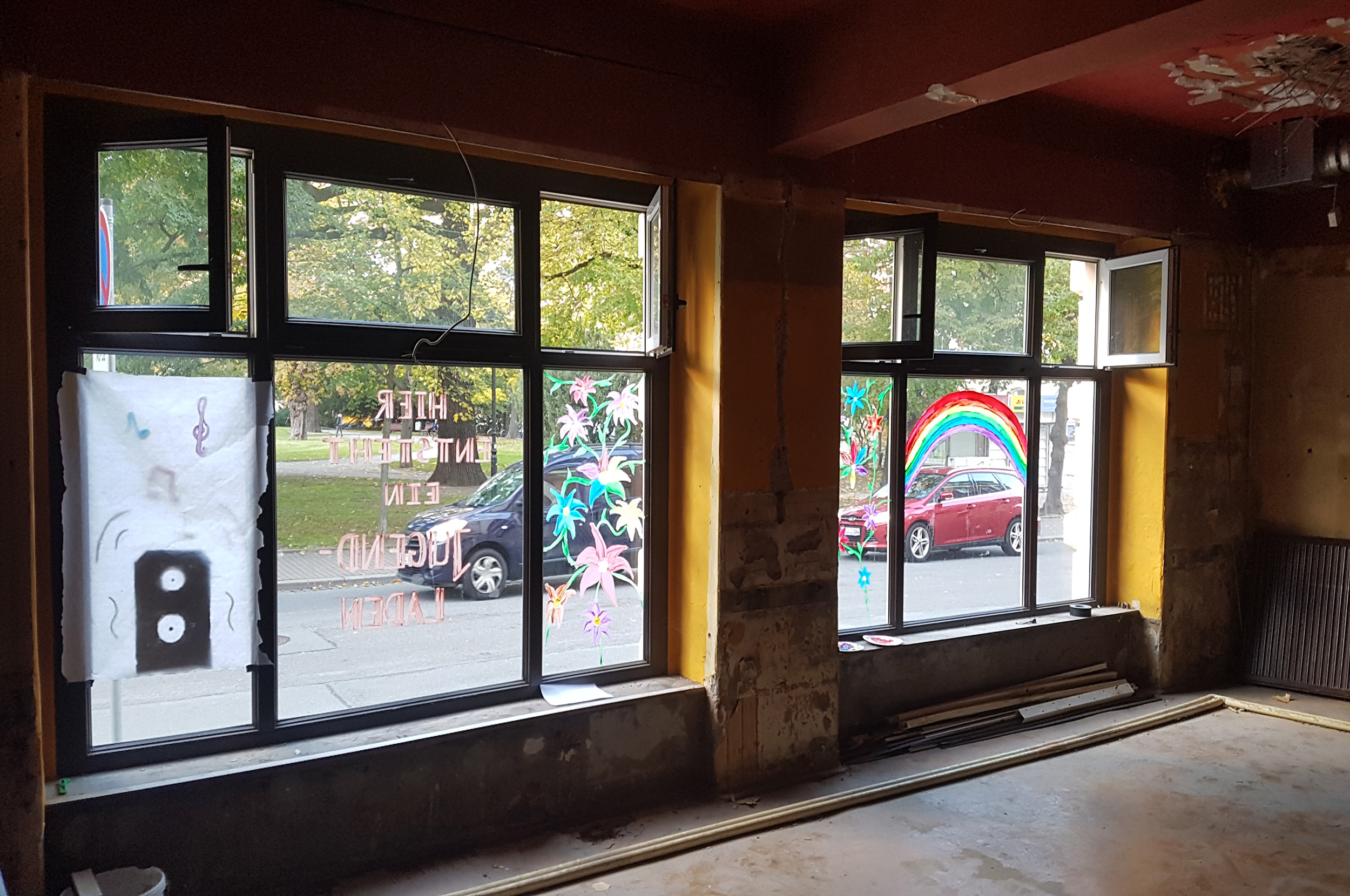 Blick aus dem Jugendcafé in Riesa.